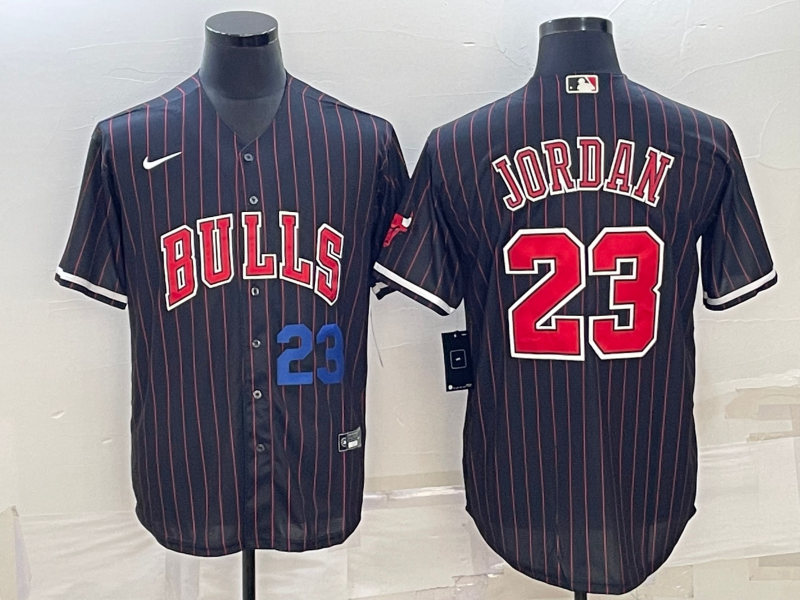 Men Chicago Bulls #23 Jordan Black Stripe Game Nike 2023 NBA Jersey->chicago bulls->NBA Jersey